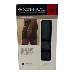 ExOfficio Men’s Give-N-Go Boxer Brief 3-Pack – Charcoal (Size M)